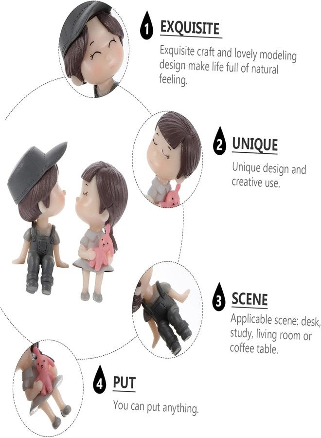 The Pot Dealer Miniature Small Decorative Pieces Mini Toy Couple stuate Stool Couple Ornaments Auto Interior Mini Garden Figurines Couple Statue Boy Ideal Gift for Friends (Couple) - Image 3